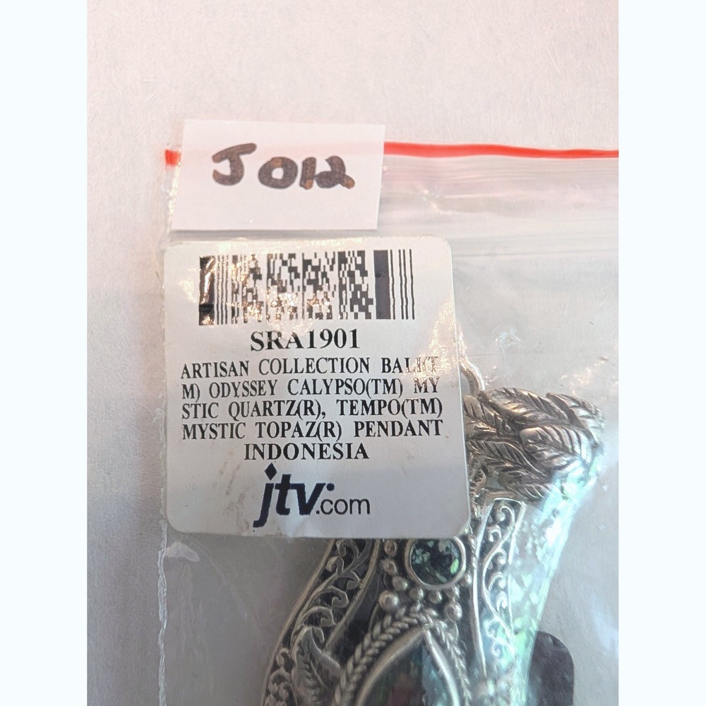 Sarda Artisan Collection Bali Mystic Quartz Topaz Sterling Silver Pendant JTV - Picture 6 of 6